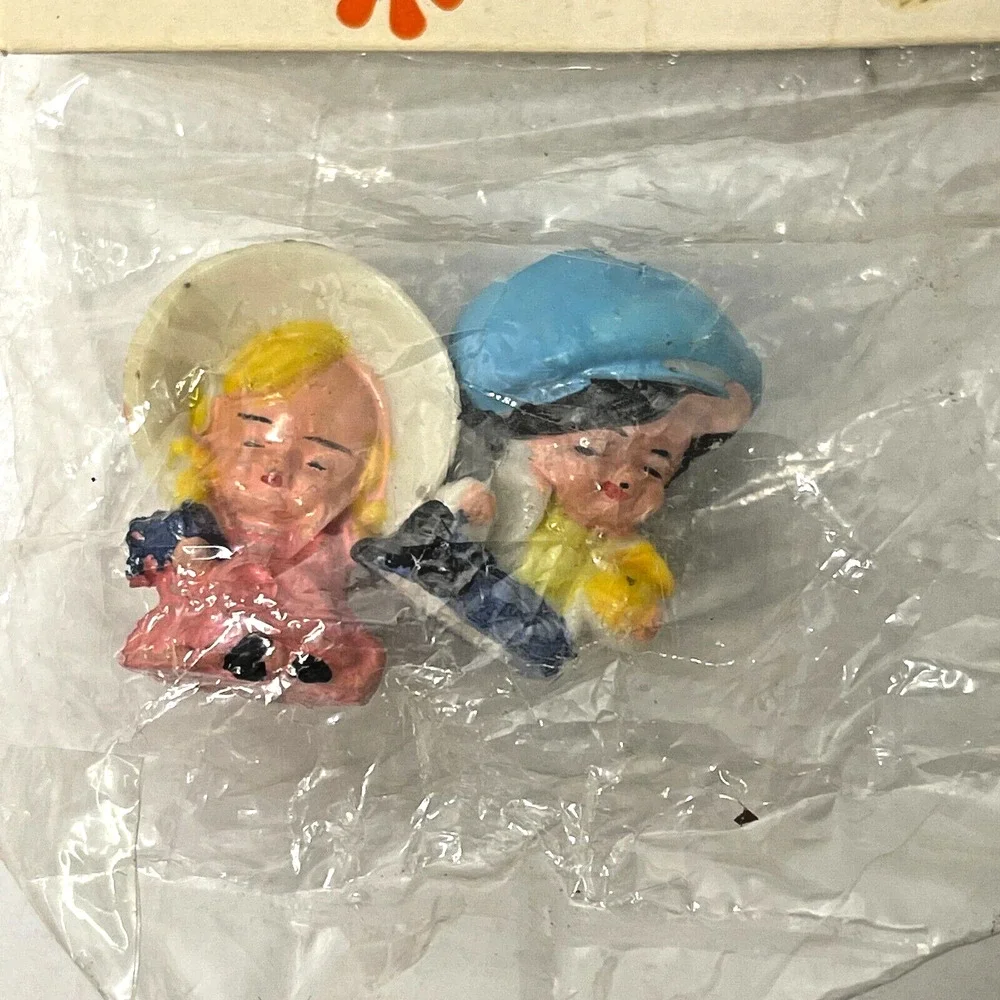 Lot of 2 Handy Crafts Pak Miniature Boy Girl Picnic Figurines Set Vintage